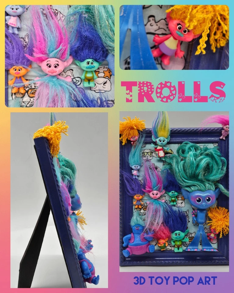 Trolls Juguete 3D Pop Art Deco Reciclado ÚNICO EN SU CLASE DECORACIÓN DE PARED GENIAL Único Raro Foto 1 de 4