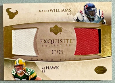 AJ HAWK MARIO WILLIAMS 2006 UD Exquisite Collection Combo Jersey Patch 07/25 - Image 1 of 2
