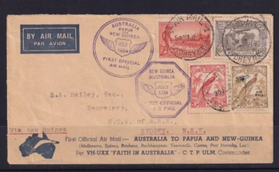 AUSTRALIA 1934 FFC FAITH IN AUSTRALIA SYD 17/07- LAE 27/07- SYD 01/08 #C801 - image 1 of 2
