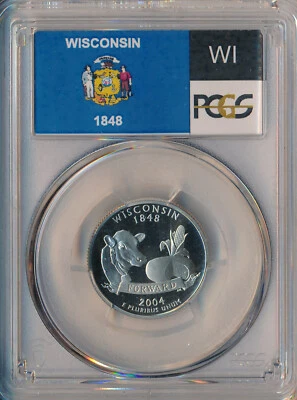 2004-S PROOF WISCONSIN STATE QUARTER **PCGS CERTIFIED PR 70 DCAM** SHIPS FREE!! - Image 1 of 2