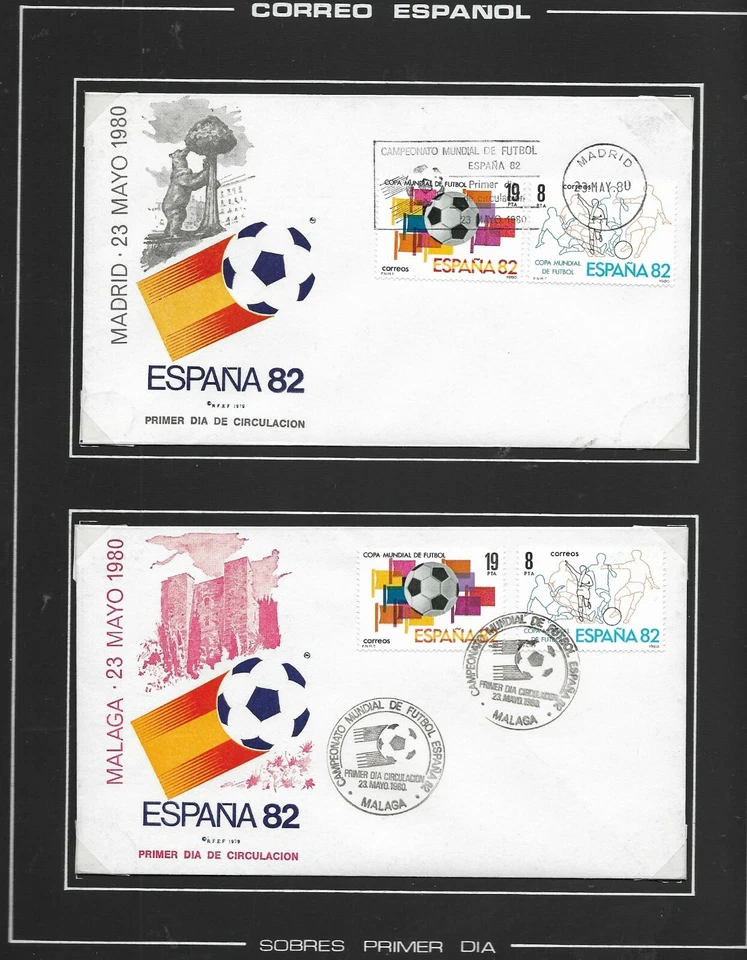 Mundial de Futbol España 82 Sobres 1º Día Sedes Madrid Malaga año 1980 (ER-364) - Imagen 1 de 1
