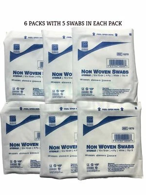 30 Premier Sterile Non Woven Medical Gauze Swabs First Aid Absorbent Pad 10 X 10