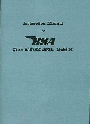 BSA Bantam D7 Manual 175 Super Motorcycle 1959-66 Instruction Book Reprinted - Image 1 of 4