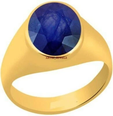 Heizbar Blau Saphir Edelstein Mit 14K Vergoldet Silber Ring für Herren AJ324 - Bild 1 von 4