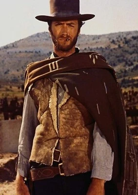 MENS CLINT EASTWOOD THE MAN WITH NO NAME REAL SHEARLING SHEEPSKIN LEATHER VEST - Image 1 of 4