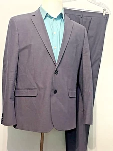 Herren Express Marineblau Baumwolle Bl 2-teilig Anzug Slim Fit 2 Knöpfe Single Vent 44R - Bild 1 von 19