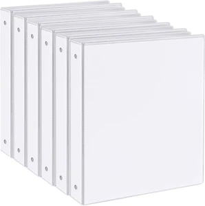 1 Inch Binders 3 Ring, 6 Pack White Clear View Cover 3 Ring Binders for School, - Picture 1 of 12