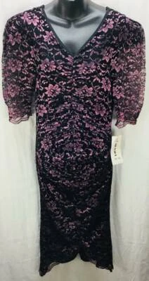 Vestido Monaco Vintage Años 80 90 11 12 Púrpura Negro Flor Encaje Cóctel Nuevo 6086 Foto 1 de 4