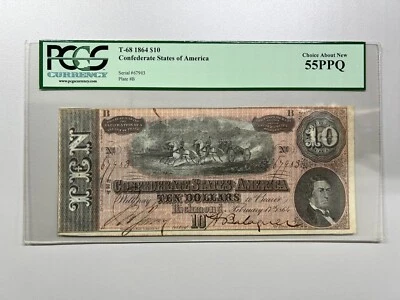 1864 T-68 - 5 Dollars - Confederate States PCGS 55PPQ - Image 1 of 2
