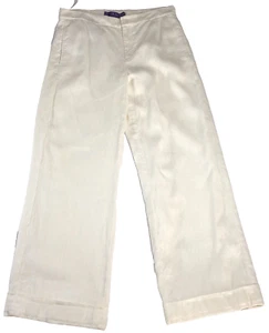 Ralph Lauren Purple Label Womens Linen Pants Size 8 Ivory Straight Leg NWT - Picture 1 of 15