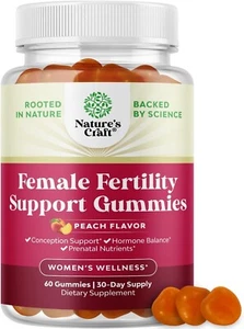 Nature's Craft Female Fertility Support Supplement for Women Peach 60 Gummies - Picture 1 of 2