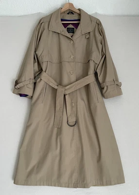 Jennifer Moore Women Rain Trench Coat Khaki Size 12P Removable Wool Blue Lining - Image 1 of 4