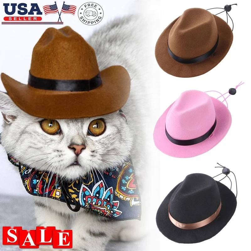 Disfraces de Halloween para perro gato mascota disfraz de vaquero sombrero de vaquero accesorios de fiesta 5,3 '' Foto 1 de 4
