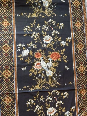 Vintage Warner & Sons Arabesque By Greeff Fabric Remnant 2m Batik Brown Black - Image 1 of 4