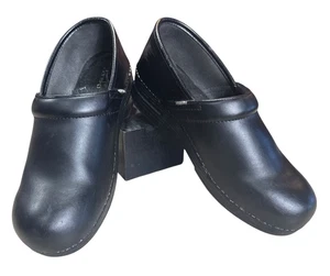 Dansko Shoes Leather Comfort Clogs Slip On 41 US 10.5 Black Platform - Picture 1 of 12