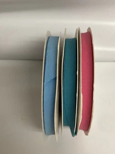 Stampin' Up! 3 Ribbons Cotton 1/4" Island Indigo, Marina Mist, Melon Mambo - Picture 1 of 3