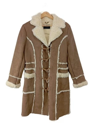 VERO MODA Abrigo de piel sintética Mujeres Abrigo Talla EU 40 marrón-blanco puro - Imagen 1 de 4