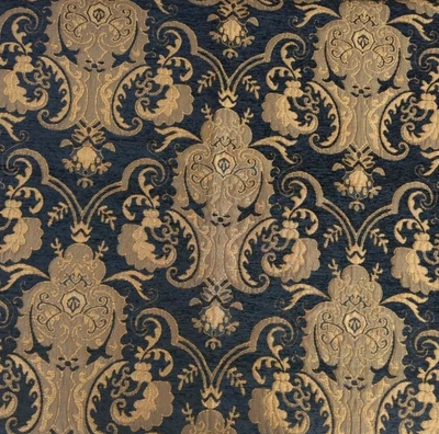 Tapiz brocado chenilla negro dorado tela damasco reversible 58x39" Foto 1 de 4