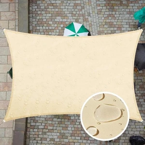 7' x 12' Beige Rectangle TADR0712 Waterproof Sun Shade Sail Canopy Awning - Picture 1 of 7