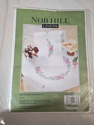 Nob Hill Linens Wild Flowers Table Runner Embroidery Kit New - Image 1 of 4
