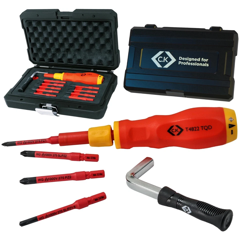 CK 11 Piece VDE Torque 1.2Nm To 6Nm Handle & Slim Screwdriver Bit Set, T4822 TQD - Image 1 of 1