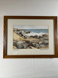 Aquarell Holzrahmen Druck signiert von Marguerite Boyer "Stonewash" 10x13 - Bild 1 von 7