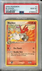 PSA 10 GEM MINT Pokemon BLAZIKEN Non Holo Rare POP Series 1 #1/17 LOW POP - Picture 1 of 2