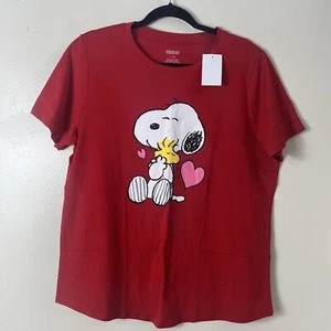 Snoopy And Woodstock Red T-shirt Tee Shirt Heart Women’s L - Picture 1 of 8