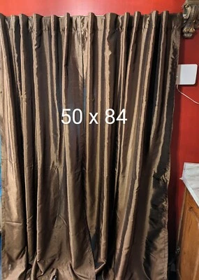 Drape Hidden Tab Top Shimmery Chocolate Brown Separate Lining 4 Panels 50x84 - Image 1 of 4