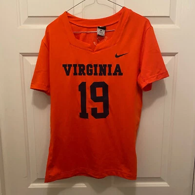 Футболка женская лакросс Virginia UVA Cavaliers No19 игровая б/у оранжевая Nike большая - Изображение 1 из 4