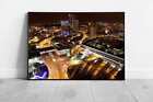 City Of Birmingham At Night Skyline Street Lights Ready To Hang Wall Art Print