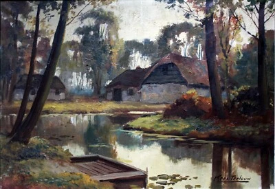 Cornelis ('Kees') TERLOUW (1890-1948 ) Paysage à la rivière - Huile sur toile - Photo 1/4