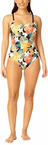Hurley Women's UPF 50 Stretch Midweight One Piece Swimsuit Black Mult Size XS