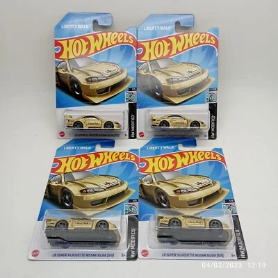 4 Hot Wheels 2023 LB Super Silhoutte Nissan Silvia S15 Gold Liberty Walk LBWK - Immagine 1 di 3