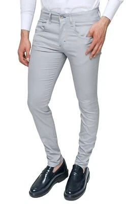 CRISTIANO BATTISTINI Pantaloni C. Battistini uomo grigio chiaro slim fit estivi casual in cotone