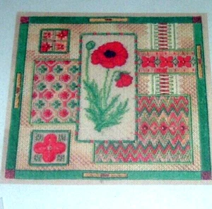 Laura Perin Secret Garden Collection Collage Amapola Roja Patrón Punta de Aguja ~ WA - Imagen 1 de 2
