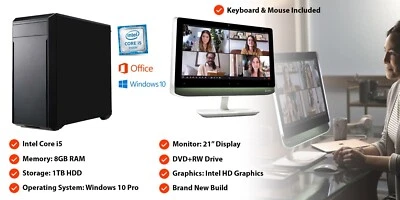 Brand New Home & Office PC Bundle – Intel Core i5 – 8GB RAM, 1TB HDD, Windows 10 - Image 1 of 3