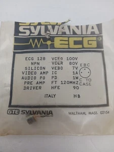 Vintage Sylvania ECG-128 NPN Transistor TO-39 NOS - Picture 1 of 2