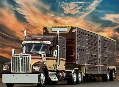 1/64 DCP KENWORTH W990 76" SLEEPER & WILSON CATTLE TRAILER - Image 1 of 4