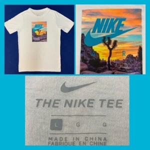 Nike Air Desert View Boys L Chest 34” Fits Women Small White Teal Orange EUC Tee - Picture 1 of 8