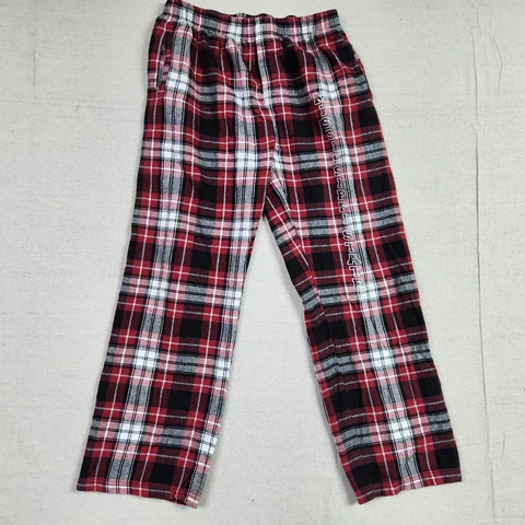 Mississippi State Bull Dogs Pants Mens Large Red Plaid Pajama Bottoms Drawstring Cover
