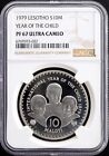 1979 Year Of The Child Silver Proof Lesotho 10 Maloti NGC PF 67 Ultra Cameo