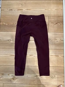 Lululemon All The Right Places Crop Luxtreme tasche 10 bordeaux marrone 23" - Foto 1 di 7