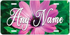 Placa de licencia automática personalizada de novedad para automóvil con flor púrpura cualquier nombre - Imagen 1 de 5