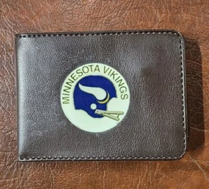 Vintage 1980's Minnesota Vikings Official NFL Wallet Brown Plastic Hong Kong - Picture 1 of 4