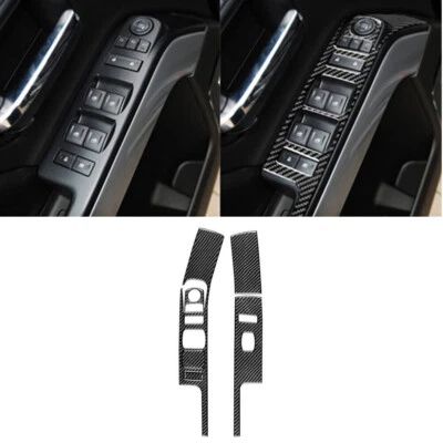 Tapicería de control de ventana de puerta delantera de fibra de carbono para Silverado GMC SIERRA 2014-2018 Foto 1 de 4