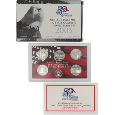 2005 State Quarter Silver Proof Set U.S. Mint Packaging OGP COA - Image 1 of 4