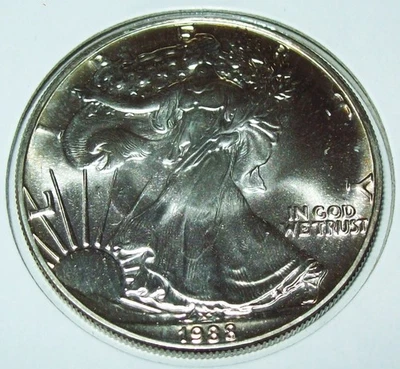1988 American Silver Eagle 1 Troy Oz. .999 Fine One Dollar Coin - Image 1 of 2