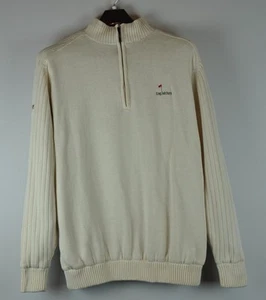 Mizuno WindLite Mens XL 1/4 Zip Neck Lined Ivory Sweater ~ English Turn ~ Heavy - Picture 1 of 13