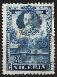 SG38 Sn:#42 used 1936 3d NIGERIA Fishing Village - Local Scenes - perf 11¾ x 13¼ - Picture 1 of 2